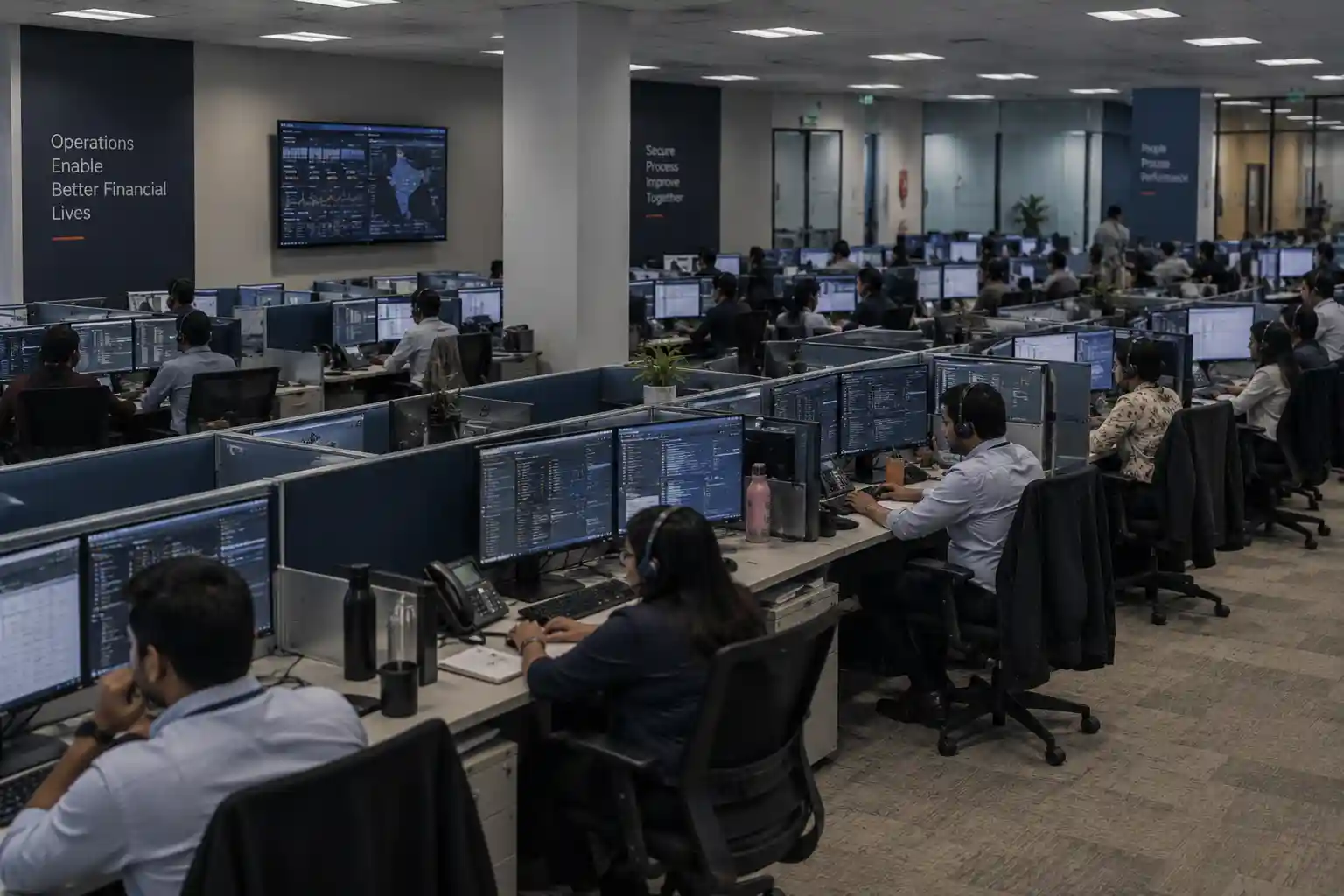 Payment operations floor in a financial services firm
