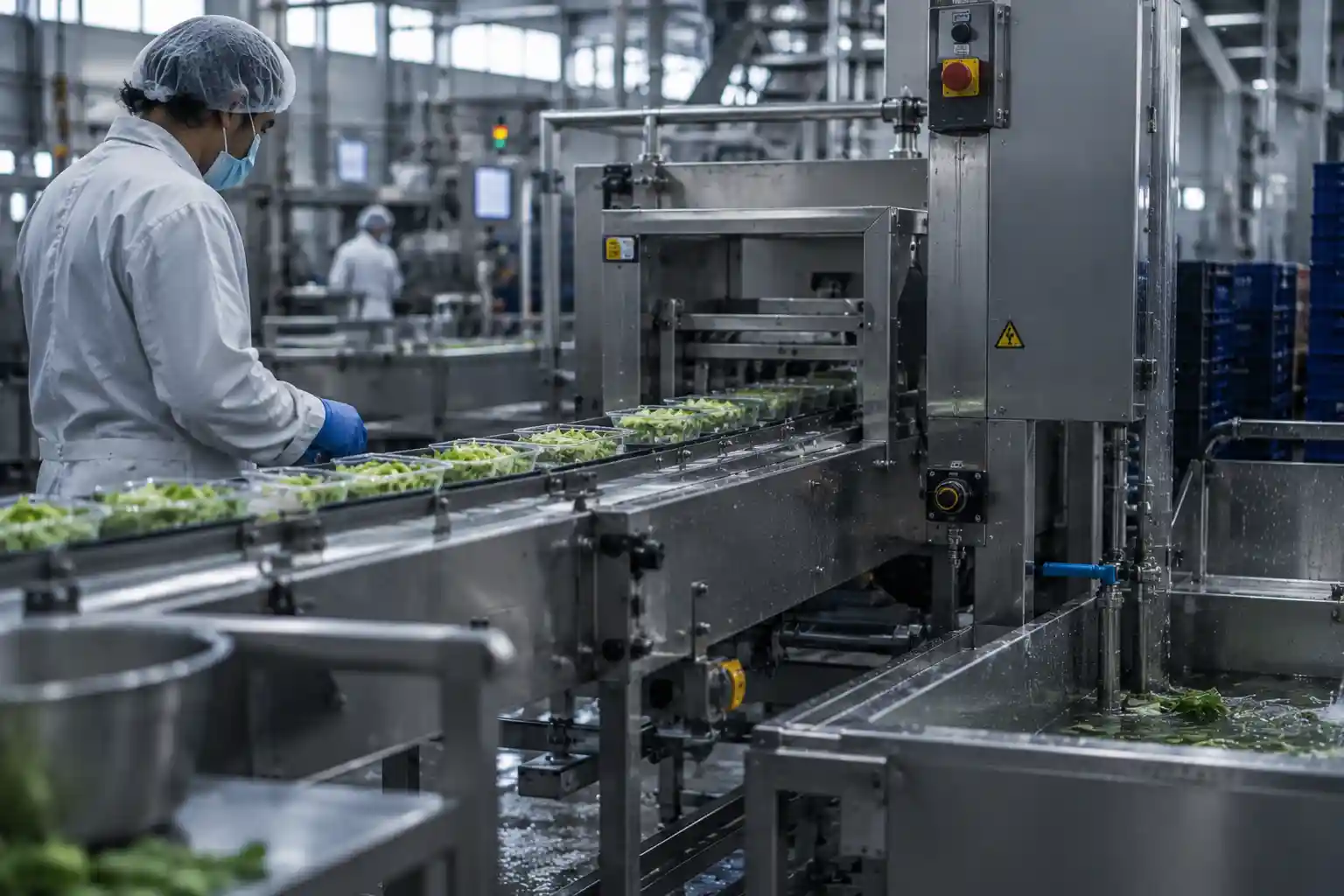 Hygiene inspection on a food production line