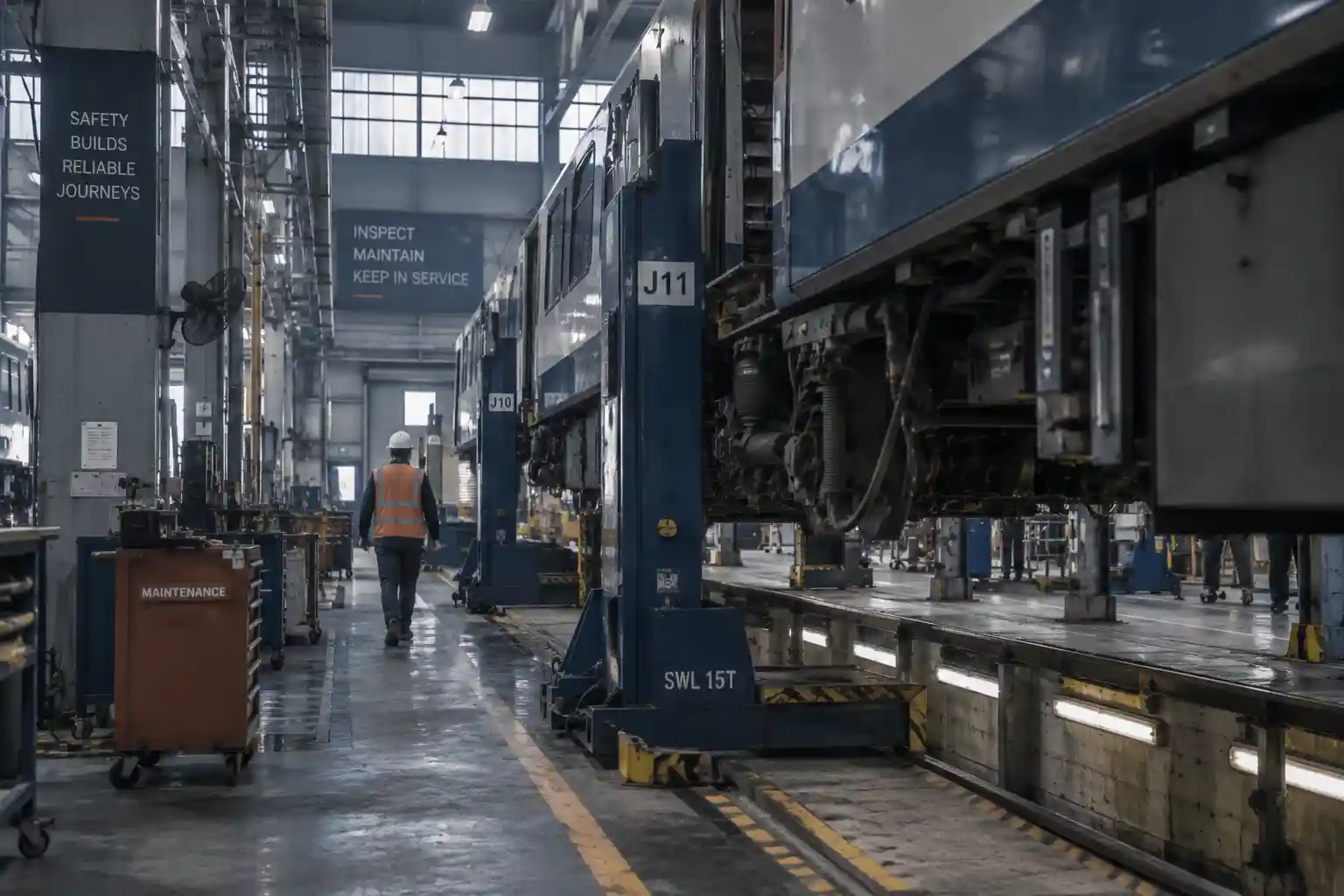 Rolling stock inspection in a maintenance depot